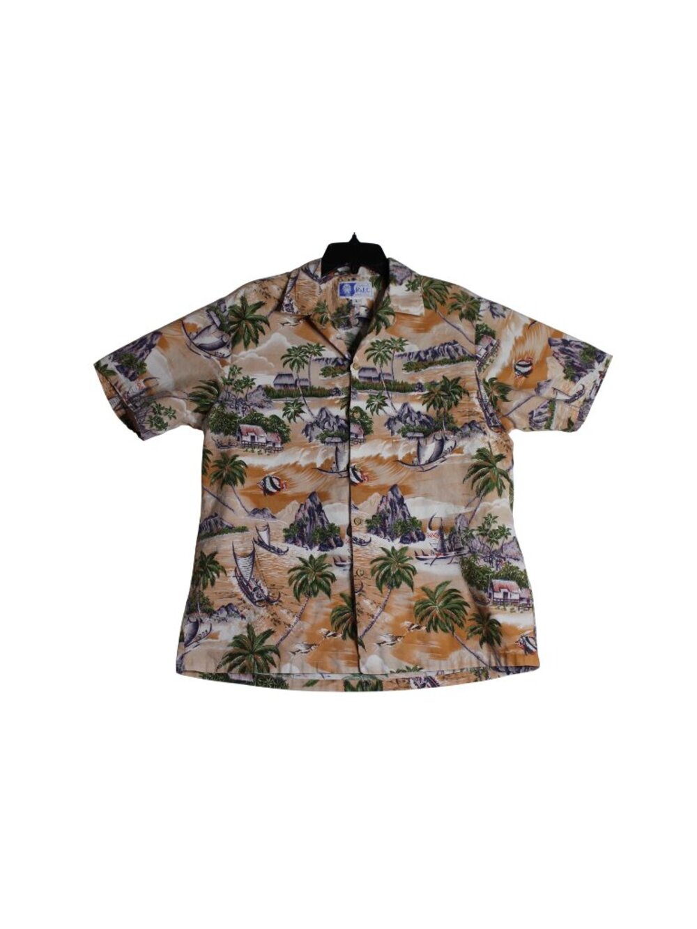 RJC Kalaheo Hawaiian Button Down Shirt Men's Large Made Hawaii USA